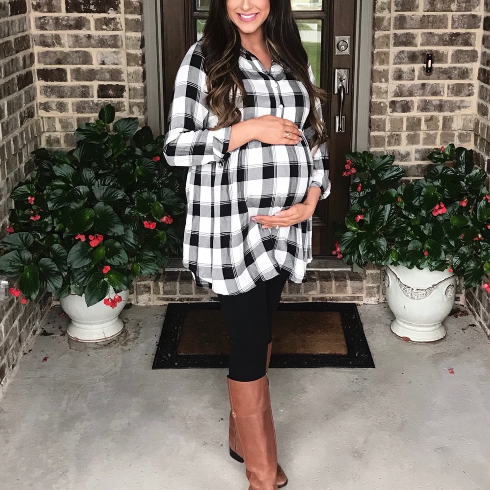 Isabel Maternity Plaid Top